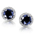 Blue Sapphire Diamond Halo Earrings 1 1/2ct.tw in 14k White Gold