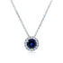 Round Blue Sapphire and Diamond Halo Necklace 4/5 Carat (ctw) in 14k White Gold