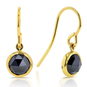 Round Black Diamond Earrings 1 3/4 CTW in 14k Yellow Gold