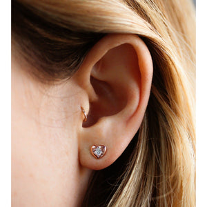 Solitaire Heart Diamond Earrings 10k Rose Gold