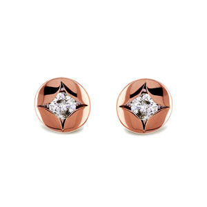 Channel Embedded Diamond Stud Earrings 10k Rose Gold