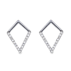 White or Rose Gold Geometric Kite Diamond Earrings