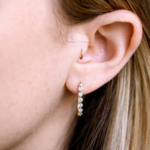 Oval Hinged Diamond Hoop Earrings