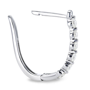 Oval Hinged Diamond Hoop Earrings