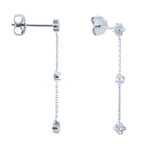 Floral Diamond Chain Earrings 14k White Gold