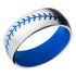 Baseball Pattern Blue Cerakote Cobalt Chrome 8mm Band