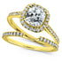 Kobelli Moissanite and Lab Grown Diamond Classic Halo Yellow Gold Bridal Set (GH/VS, DEF/VS)