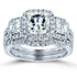 Princess Moissanite and Diamond Halo 3-Stone Bridal Rings Set 3 1/10 CTW 14k White Gold