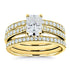 Radiant Moissanite and Diamond Square Shank Trellis 3-Piece Bridal Rings Set 1 4/5 TCW 14k Yellow Gold