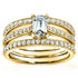 Emerald Moissanite and Diamond Square European Shank Trellis Bridal Set 1 1/6 CTW 14k Yellow Gold, 3 Piece