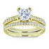 Princess Moissanite and Diamond Square Shank Trellis Wedding Rings 1 1/3 CTW 14k Yellow Gold (GH/VS)