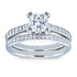 Princess Moissanite and Diamond Square Shank Trellis Wedding Rings 1 1/3 CTW 14k White Gold (GH/VS)