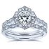 Kobelli Moissanite and Diamond Vintage Floral Bridal Rings Set 1 1/2 CTW 14k White Gold