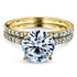 Basket Cathedral 9mm Moissanite and Diamond Rings 14k Yellow Gold (GH/VS)