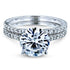 Basket Cathedral 9mm Moissanite and Diamond Rings 14k White Gold (GH/VS)