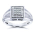 Men's Ring Invisible-set Square Diamonds and Pave-set Halo 1/2 CTW in 10k White Gold