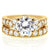 Art Deco Moissanite and Diamond Bridal Rings Set 3 CTW 14k Yellow Gold