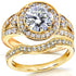 Moissanite and Diamond Halo Low-Set Center Bridal Set 2 Carats TW in 14k Yellow Gold