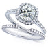 Cushion Moissanite Classic Halo Bridal Set 14k White Gold (1 1/2 CTW)