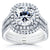 Cushion Moissanite Bridal Set with Halo Diamond 3 1/2 CTW 14k White Gold (3 Piece Set)