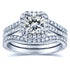 Cushion Moissanite and Diamond Halo Bridal Set 1 4/5 CTW in 14k White Gold