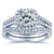 Cushion Moissanite and Diamond Halo Bridal Set 1 4/5 CTW in 14k White Gold