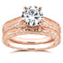 Moissanite and Diamond Antique Cathedral Bridal Set 1 1/2 CTW in 14k Rose Gold