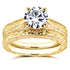 Moissanite and Diamond Antique Cathedral Bridal Set 1 1/2 CTW in 14k Yellow Gold