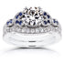 Antique Moissanite and Blue Sapphire Bridal Set 1 2/5 CTW in 14k White Gold