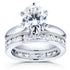 Oval Moissanite and Diamond Eternity Band Bridal Ring Set 3 1/10 CTW 14k White Gold