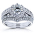 Antique Style Moissanite & Diamond Star Halo Bridal Set 1 5/8 CTW 14k White Gold (3 Piece Set)