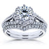 Antique Style Moissanite & Diamond Star Halo Bridal Set 1 1/2 CTW 14k White Gold (2 Piece Set)
