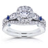 Moissanite with Sapphire and Diamond Antique Bridal Set 1 1/6 CTW in 14k White Gold