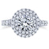 Round Moissanite and Diamond Double Halo Split Shank Engagement Ring 2 1/10 CTW in 14k White Gold