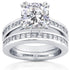 Cushion-cut Moissanite Bridal Set with Diamond Ring 3 CTW 14k White Gold