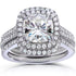 Cushion-cut Moissanite Bridal Set with Diamond 2 5/8 CTW 14k White Gold