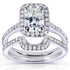 Radiant-cut Moissanite & Round-cut Diamond Bridal Set 1 3/5 CTW 14k White Gold