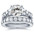 Art Deco Moissanite and Diamond Bridal Rings Set 3 CTW 14k White Gold