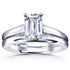 Emerald Moissanite Bridal Ring Set 1 CTW 14k White Gold